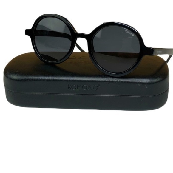 KOMONO Vivien Glossy Black Sunglasses NEW round - Picture 3 of 11